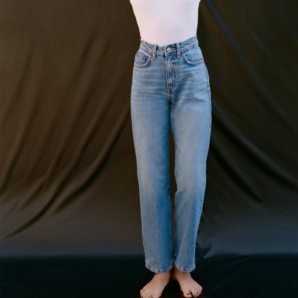 Zara Blue Straight Leg Jeans Classic Denim